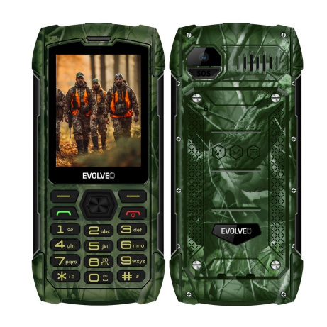 EVOLVEO StrongPhone H1, IP68 odolný Dual SIM telefon, 2,8"LCD, 5000mAh, Powerbanka, lovec. kamufláž