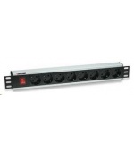 Intellinet 19" Rackmount 8-Way Power Strip - German Type, rozvodný panel, 8x DE zásuvka, 3m kabel