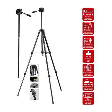 BAZAR - Braun stativ LW 168S (62-168cm, 1500 g, 3-směrná hlava, max.5kg, monopod) - POŠKOZENÝ OBAL
