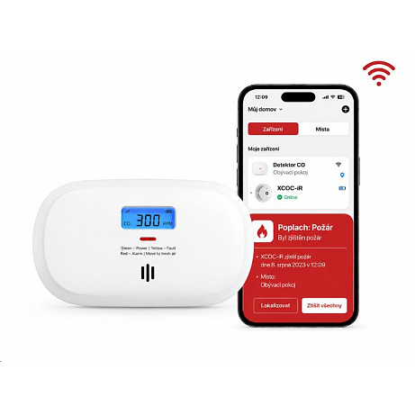 X-Sense XC0C-iR Wi-fi detektor oxidu uhelnatého s vyměnitelnou baterií