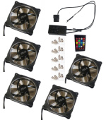 EUROCASE ventilátor RGB 120mm (Ring type), set 5ks + controller