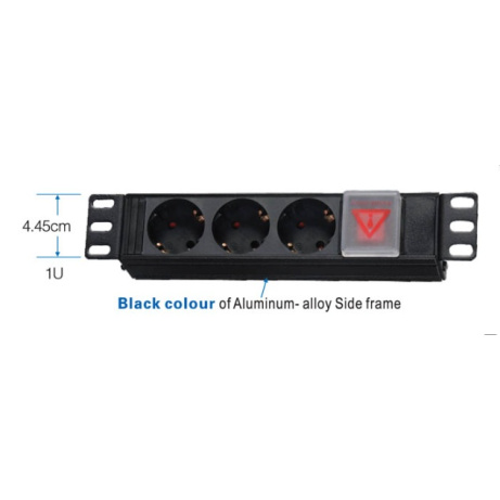 10" napájecí panel OC 3x230V-2m PPO Black