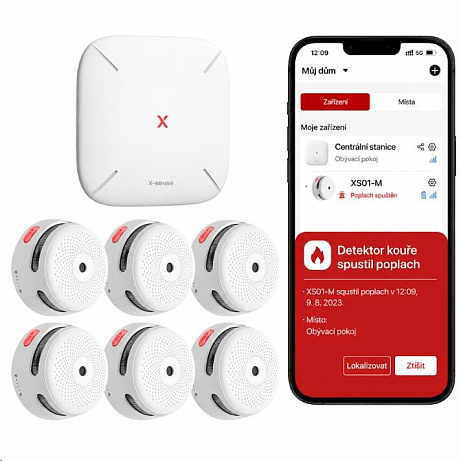 X-Sense FS61 (6+1) Sada 6 bezdrátových detektorů kouře XS01-M s centrální jednotkou SB550