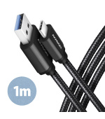AXAGON BUCM3-AM10AB, SPEED kabel USB-C USB-A, 1m, USB 3.2 Gen 1, 3A, ALU, oplet, černý