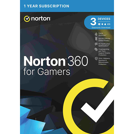 NORTON 360 FOR GAMERS 50GB CZ 1 uzivatel pro 3 zarizeni na 1 rok ESD 1+1 (50%)