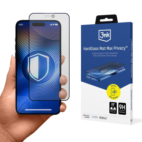 3mk tvrzené sklo HardGlass Matt Max Privacy pro Apple iPhone 15/16