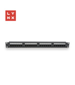 LYNX 19" patch panel 24-port, UTP Cat5e, 50µ, nestíněný, černý