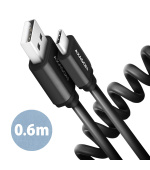 AXAGON BUCM-AM10TB, TWISTER kabel USB-C USB-A, 0.6m, USB 2.0, 3A, ALU, tpe, černý