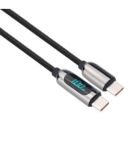 Solight USB-C kabel s displejem, USB-C konektor - USB-C konektor, 100W, 2m