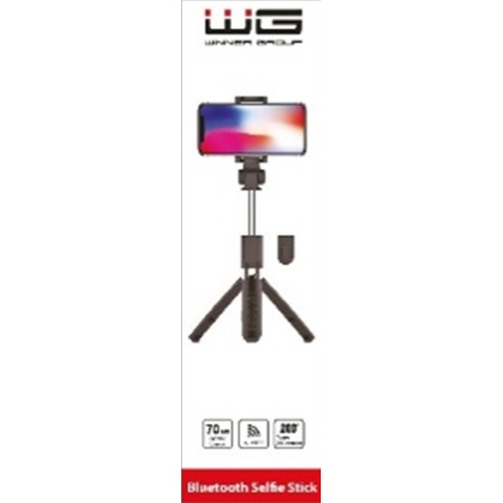 WG - Selfie tyč WG 6, Selfie tyč + tripod, teleskopická, s bluetooth tlačítkem, černá