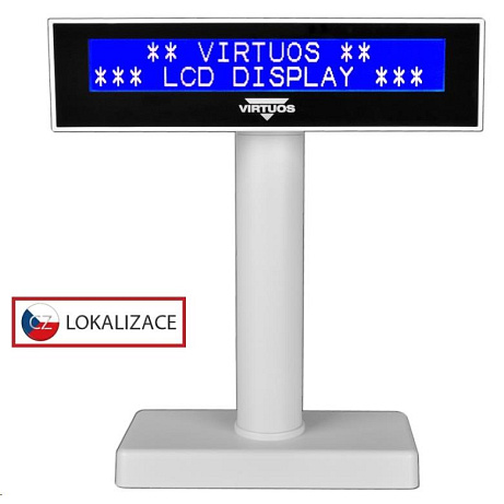 Virtuos LCD zákaznický displej Virtuos FL-2026MB 2x20, USB, bílý