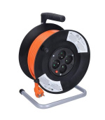 Solight prodlužovací přívod na bubnu, 4 zásuvky, 50m, oranžový kabel, 3x 1,5mm2