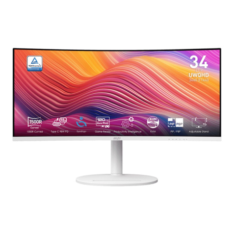 MSI Modern/MD342CQPW/34"/VA/wQHD/120Hz/1ms/Bílá/3R