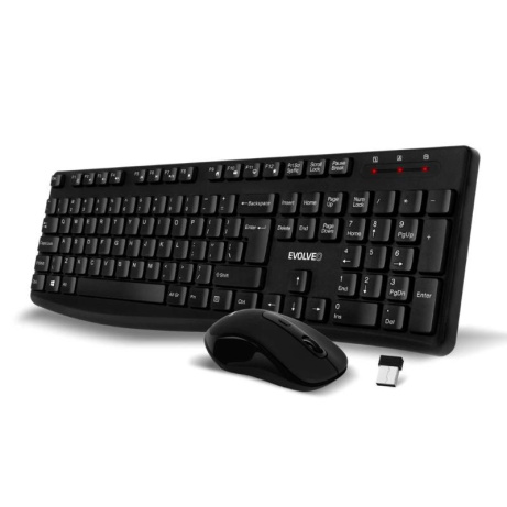 EVOLVEO Set klávesnice a myši K1050, Bezdrátové 2.4GHz, US INTL, černá