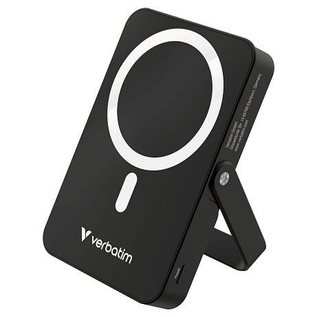 VERBATIM Powerbanka Charge 'n' Go, Magnetická, 10000 mAh, USB-C, Stojánek, Černá