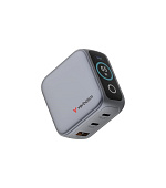 VERBATIM Mini GaN Nabíječka s displejem 65W, 2xUSB-C, 1xUSB-A, šedá