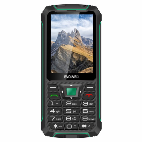 EVOLVEO StrongPhone W4, IP68 odolný Dual SIM telefon, 2,8"LCD, 2500mAh, Powerbanka, černo-zelený