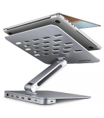 AXAGON HMC-STND, stojan pro 10"-17" notebooky, USB 5Gbps hub, 3x USB-A, HDMI 4k/60Hz, RJ-45, PD 100W, kabel USB-C 60cm