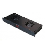 19" ventilační jednotka XtendLan, 2 ventilátory, LCD display, termostat, hloubka 200mm, černá
