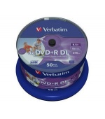 VERBATIM DVD+R(50-pack)DoubleLayer/Spindle/8X/8.5GB/Printable/NoID