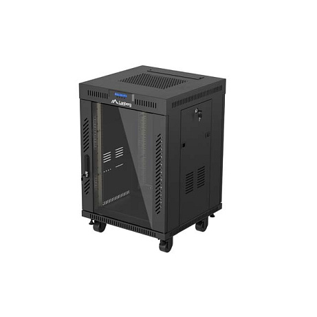19" VOLNĚ STOJÍCÍ RACKOVÁ SKŘÍŇ 15U/600X600 (FLAT PACK) S PROSKLENÝMI DVEŘMI LCD ČERNÁ LANBERG V2