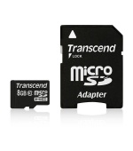 TRANSCEND MicroSDHC karta 8GB Class 10 + adaptér