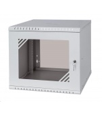 LEXI-Net 19" nástěnný rozvaděč Basic 9U 525x450, skleněné dveře, bez zad, rozložený, šedý