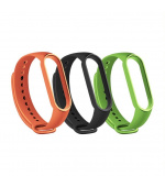 RhinoTech řemínky pro Xiaomi Mi Band 3/4 (3-pack černá, oranžová, zelená)