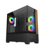 Cooler Master case Elite 690 Wood, ATX, Průhledná bočnice, 3x 120mm ARGB Fan, Černá