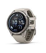 Garmin fenix® 9 Pro – inReach®, 43mm, Titanium se silikonovým řemínkem Fog Gray / Dark Sandstone