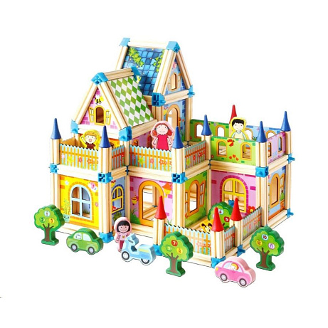 2Kids Toys Dřevěná stavebnice Zámek barevný