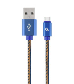 Gembird oplétaný denim USB-A/USB-C kabel 1m