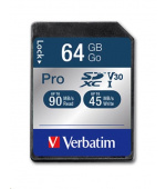 VERBATIM SDXC karta 64GB Pro, U3, V30 (R:90/W:45 MB/s)