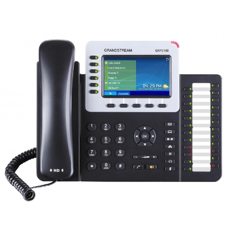 Grandstream GXP2160, 4,3" TFT bar. displej, 6 SIP účtů, 5 prog. tl., 24 BLF, BT, dual Gbit port, PoE