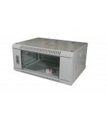 LEXI-Net 19" nástěnný rozvaděč 4U 600x450, nosnost 60 kg, skleněné dveře, rozložený, šedý