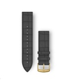 Garmin řemínek Quick Release 20mm, kožený černý, zlatá přezka