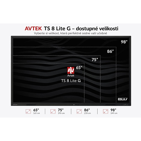 AVTEK TS 8 Lite G 65, interaktivní dotykový displej 65", 4K, 8GB/128GB, EDLA, Android 14