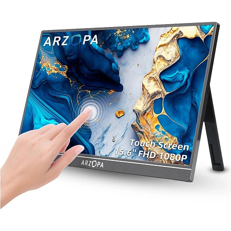 Arzopa A1T Touch Portable Monitor 15.6" IPS Full HD 1080p Metal Housing Dotykový Přenosný monitor, šedý