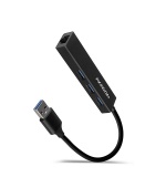 AXAGON HMA-GL3A, USB 3.2 Gen 1 hub, porty 3x USB-A + Gigabit Ethernet, kovový, kabel USB-A 20cm