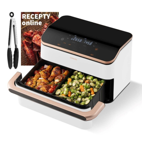 BAZAR - Cosori TF101S Dual blaze TwinFry 10l hozkovzdušná fritéza - bílá - Poškozený obal (Komplet)