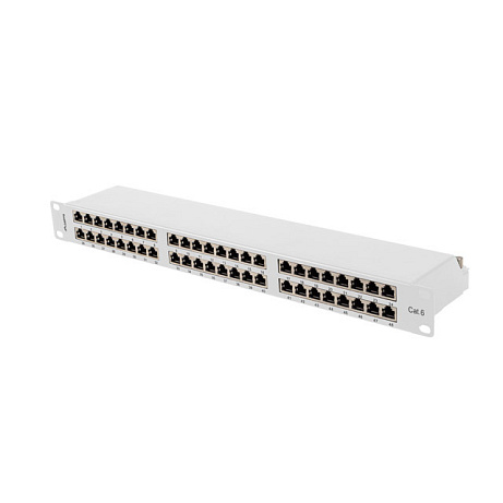 PATCH PANEL 48 PORTŮ 1U 19" CAT.6 FTP STÍNĚNÝ ŠEDÝ LANBERG