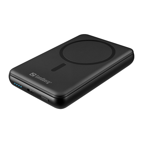 Sandberg SemiSolidState Magnet Powerbank 10000 mAh PD20W, magnetická powerbanka, černá