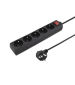 Konnoc DX-5FS 3m pětizásuvka s vypínačem ČERNÁ