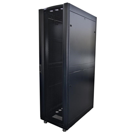 LEXI-Net 19" stojanový rozvaděč 42U 600x1000 rozebiratelný, kolečka, 1000kg, perforované dveře, černý