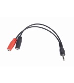 Kabel CABLEXPERT rozdvojka jack 3,5mm (4 pólový) na 2x3,5mm M/F, 20cm, černý