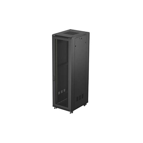 19" VOLNĚ STOJÍCÍ RACKOVÁ SKŘÍŇ 42U/600X800 (FLAT PACK) SE SÍŤOVANÝMI DVEŘMI ČERNÁ LANBERG