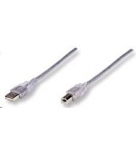 MANHATTAN Kabel USB 2.0 A-B propojovací 3m (stříbrný)