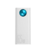 Baseus Amblight powerbanka s digitálním displejem QC 30000mAh Overseas Edition + kabel Type-C/Type-C 100W 1m, bílá
