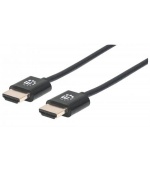 MANHATTAN Ultra-thin High Speed HDMI Cable with Ethernet, HEC, ARC, 3D, 4K, HDMI Male to Male, Shielded, Black, 3m