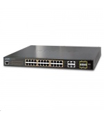 Planet GS-4210-24PL4C PoE+ switch 28x 1000Base-T, 4x SFP, 802.3at do 440W, VLAN, SNMPv3/WEB